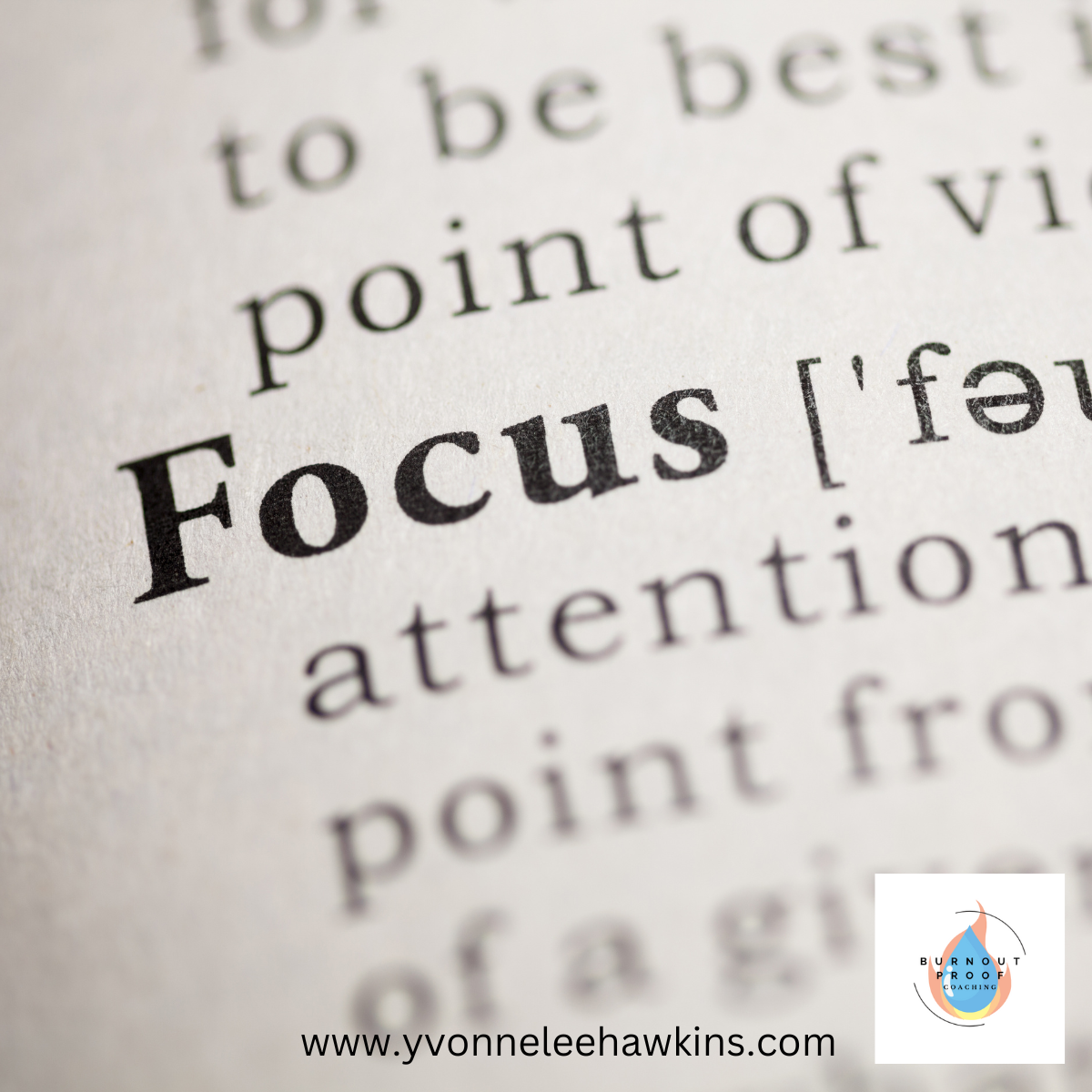 picture shows the word focus in the dictionary with other words out of focus